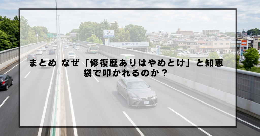 まとめ なぜ「修復歴ありはやめとけ」と知恵袋で叩かれるのか？